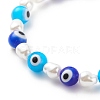 Lampwork Evil Eye & Plastic Pearl Stretch Bracelet for Women BJEW-JB08386-04-4