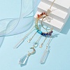Natural & Synthetic Mixed Stone Wire Wrapped Moon Hanging Ornaments HJEW-JM01615-2