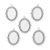 Tibetan Style Antique Silver Alloy Flat Oval Pendant Cabochon Settings LS-TIBEP-M022-20AS-1