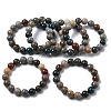 Natural Alashan Agate Round Beads Stretch Bracelets for Women BJEW-Z158-03M-02-4