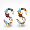 Brass Micro Pave Cubic Zirconia Ear Studs EJEW-S201-41S-2