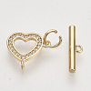 Brass Micro Pave Clear Cubic Zirconia Toggle Clasps KK-T054-13G-NF-2