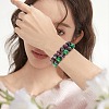 Green Natural Yellow Jade Round Beaded Stretch Bracelet BJEW-SW00077-10-3