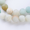 Frosted Natural Flower Amazonite Round Bead Strands X-G-J363-01-8mm-3