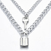Zinc Alloy Double Layer Necklaces NJEW-N047-003-RS-3