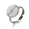 Half Round Natural Howlite Finger Rings RJEW-M062-01P-20-2