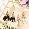 2 Pairs 2 Colors Bohemian Alloy Feather Dangle Earrings EJEW-TA0001-78A-4
