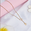 1Pc Letter & Heart Stainless Steel Lariat Necklaces for Women NJEW-LP0002-87G-F-3