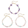 3Pcs Natural Rose Quartz & Amethyst & White Moonstone Chip Beaded Bracelets for Women BJEW-JB12309-2