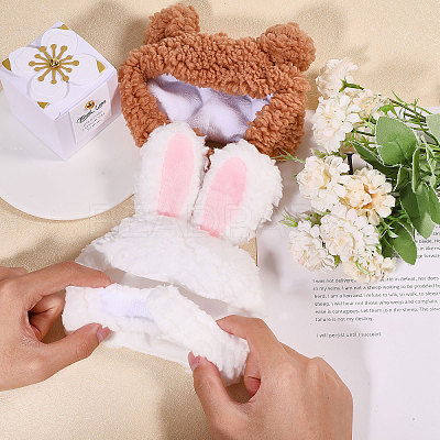 2Pcs 2 Styles Cute Cotton Warm Rabbit & Bear Hat AJEW-GL0002-57-1