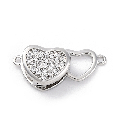 Brass Micro Pave Clear Cubic Zirconia Box Clasps KK-C075-24P-1