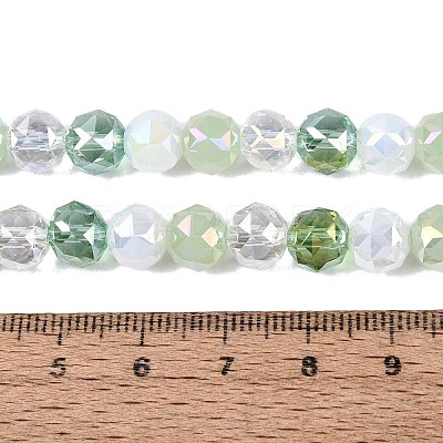 Electroplate Imitation Jade & Opaque & Transparent Glass Beads Strands EGLA-Q135-8MM-A06-1