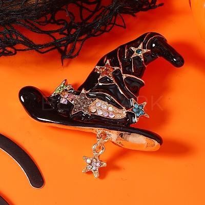 Halloween Alloy Enamel Witch Hat Brooches for Women SC0855-4-1