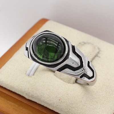 316L Surgical Stainless Steel and Synthetic Gemstone Finger Rings for Men FS-WG3E90C-12-1