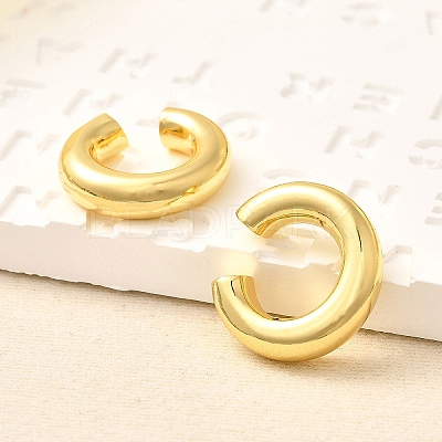 Rack Plating Brass Ring Cuff Earrings for Women EJEW-H135-01G-02-1