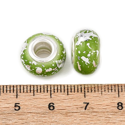 Opaque Resin Rondelle European Beads RESI-Z046-03G-1