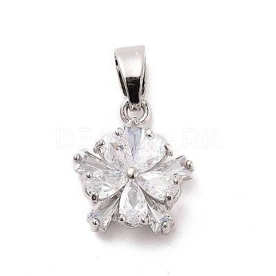 Rack Plating Brass Micro Pave Cubic Zirconia Pendants KK-M082-04B-P-1