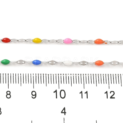 304 Stainless Steel Enamel Oval Dapped Chains CHS-G037-01P-1