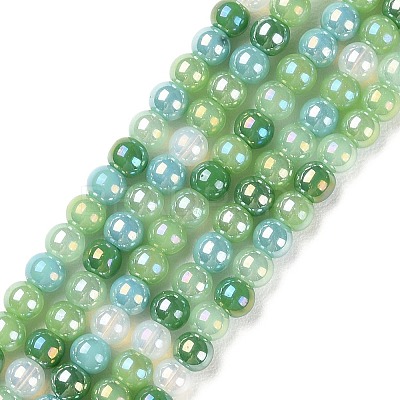 Transperant Electroplate Glass Beads Strands X-GLAA-P056-4mm-B04-1