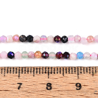 AB Color Plated Natural Garnet & Rose Quartz & Black Spinel & Amethyst & Quartz Crystal & Ice Obsidian Beads Strands G-T144-A07-07-1