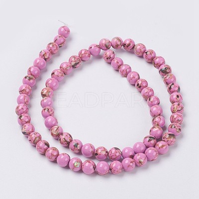 Sea Shell and Synthetic Turquoise Assembled Beads Strands G-G758-05-6mm-1