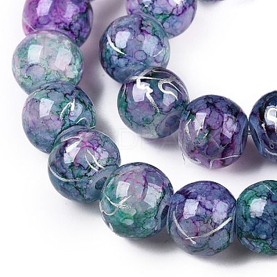 Drawbench Crackle Glass Beads Strands GLAA-N006-8mm-05-1
