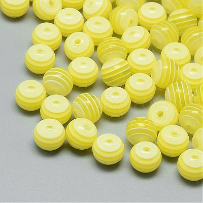 Transparent Stripe Resin Beads RESI-S345-8mm-12-1