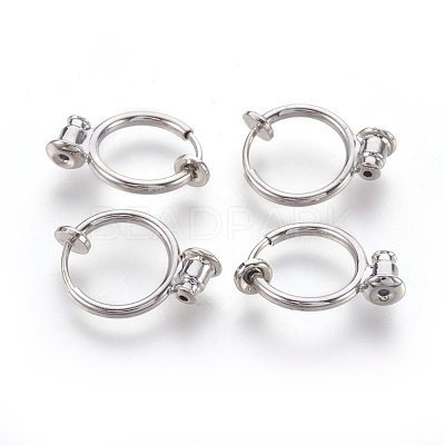 Brass Clip-on Hoop Earrings KK-L168-04P-1