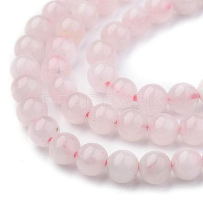 Natural Rose Quartz Round Beads Strands G-P072-05-4mm-1