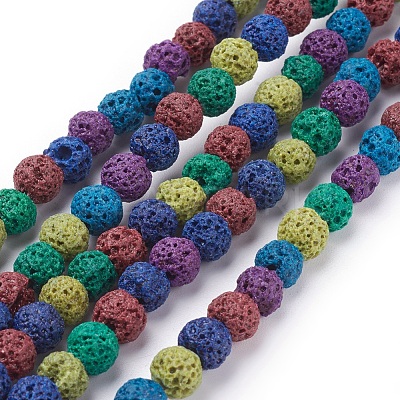 Natural Lava Rock Beads Strands G-D053-6mm-1-1