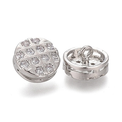 Brass Micro Pave Clear Cubic Zirconia Shank Buttons KK-H738-24P-1