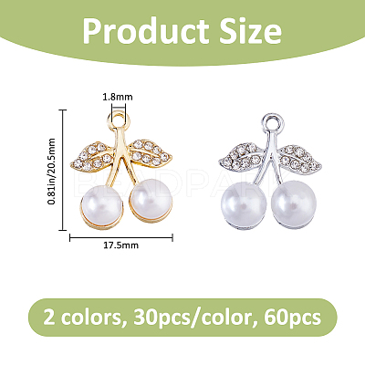 60Pcs 2 Colors Alloy Rhinestone Pendants FIND-FH0016-93-1