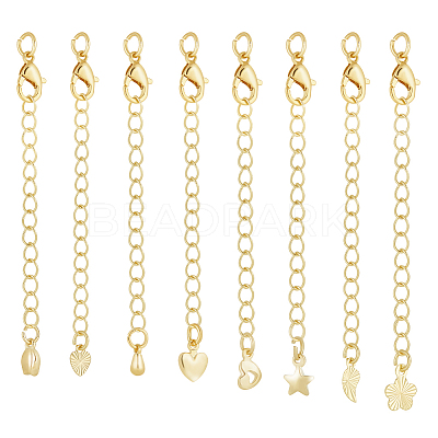 24Pcs 8 Styles Brass Curb Chain Extenders KK-GA0001-52LG-1
