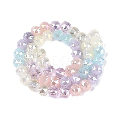 Electroplate Imitation Jade & Opaque & Transparent Glass Beads Strands EGLA-Q135-8MM-A02-1