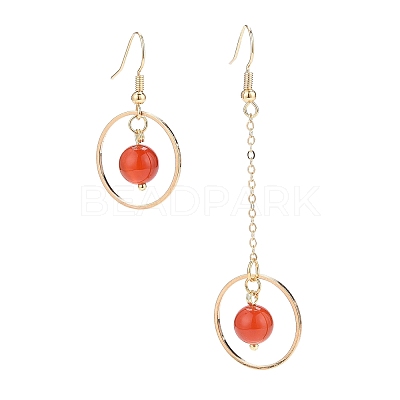 Natural Gemstone Round Beads Dangle Earrings EJEW-JE05141-1