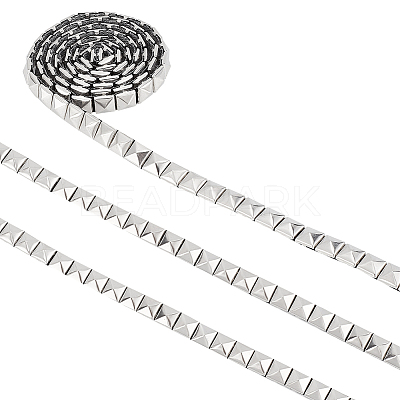 5 Yards Stainless Steel Square Rivet Studed Cord STAS-WR0001-02P-1