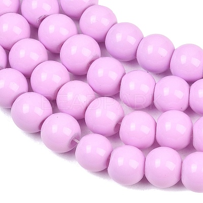 Painted Glass Bead Strands DGLA-S071-8mm-B38-1-1
