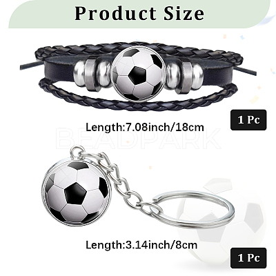 CutHollow Glass Football Jewelry Set SJEW-CL0001-01-1