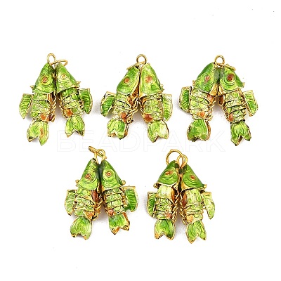 Brass Cloisonne Pendants KK-P251-A01-G-08-1