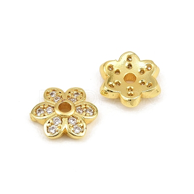 Brass Micro Pave Clear Cubic Zirconia Bead Caps CU-CBA6A75-30G-1