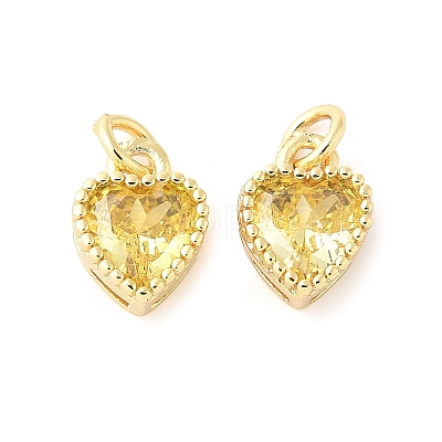 Real 18K Gold Plated Brass Inlaid Cubic Zirconia Charms ZIRC-L100-074G-02-1