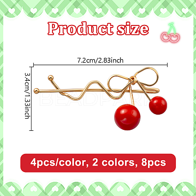 8Pcs 2 Colors Alloy & Plastic Hair Bobby Pin PHAR-HY0001-05-1