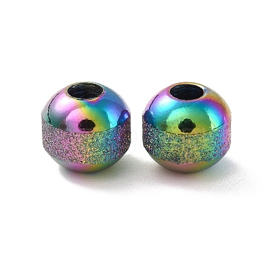 Rainbow Color Ion Plating(IP) Textured 304 Stainless Steel Beads STAS-P306-01B-MC-1
