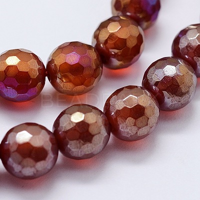 Electroplated Natural Agate Beads Strands G-G749-01A-8mm-1