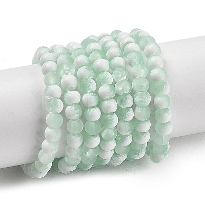Frosted Crackle Glass Beads Strands GLAA-U001-4mm-M01-1