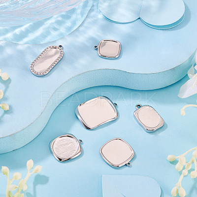 6Pcs 6 Styles 304 Stainless Steel Pendant Cabochon Settings STAS-TA0005-71P-1