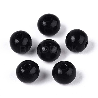 Spray Painted Round Natural Schima Wood Beads WOOD-A018-14mm-03-1