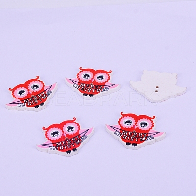 2-Hole Printed Wooden Buttons WOOD-WH0104-19-1