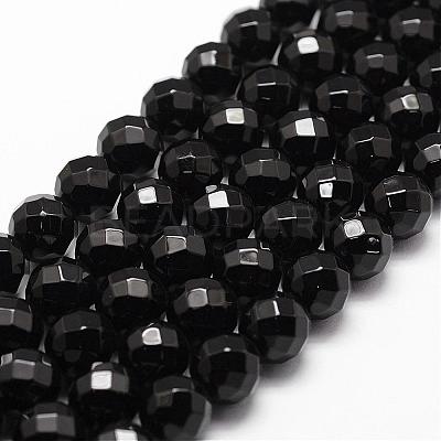 Natural Dyed & Heated Black Onyx Beads Strands G-D840-23-8mm-1
