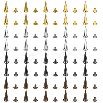 40Ssets 4 Colors Alloy Spikes Screwback Studs PALLOY-SZ0001-24-1
